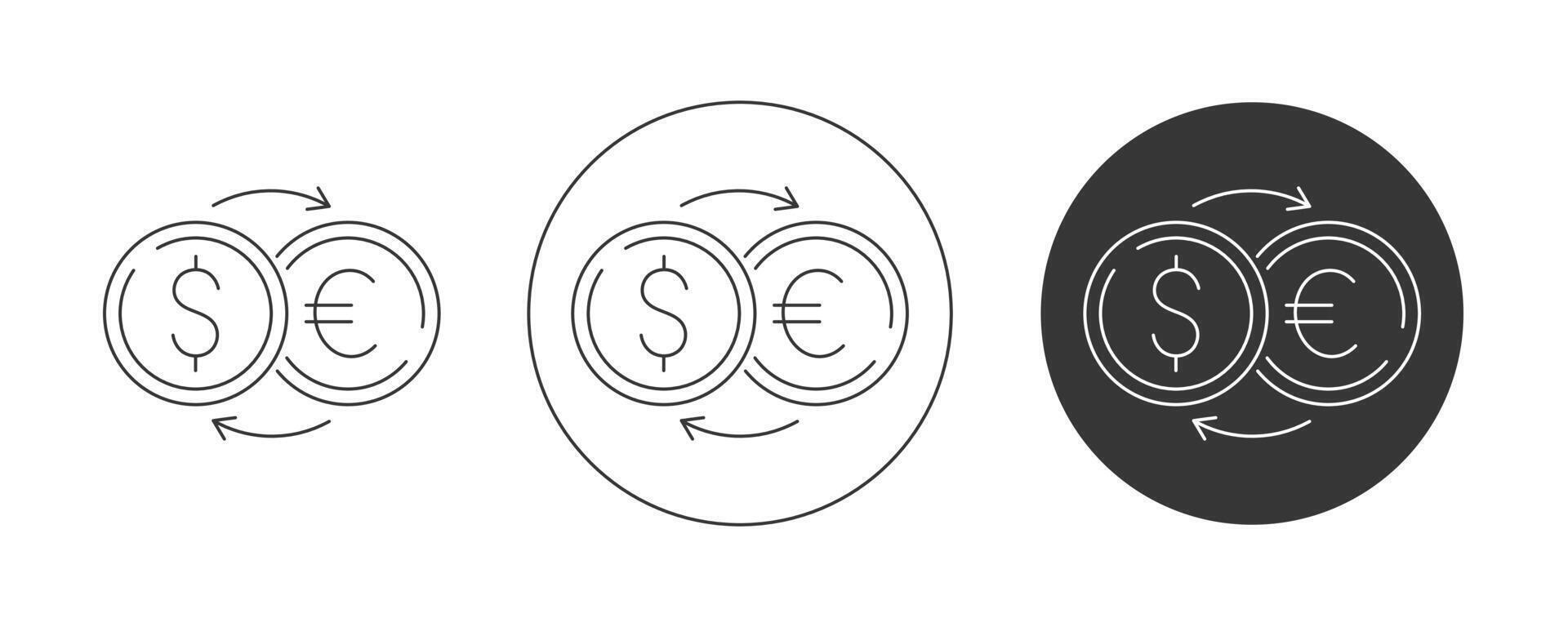 moneda intercambio, icono colocar, editable ataque. dólar euro transferir, plano línea, pictograma. Finanzas y negocio concepto. para aplicación, sitio web, ui aislado antecedentes. vector