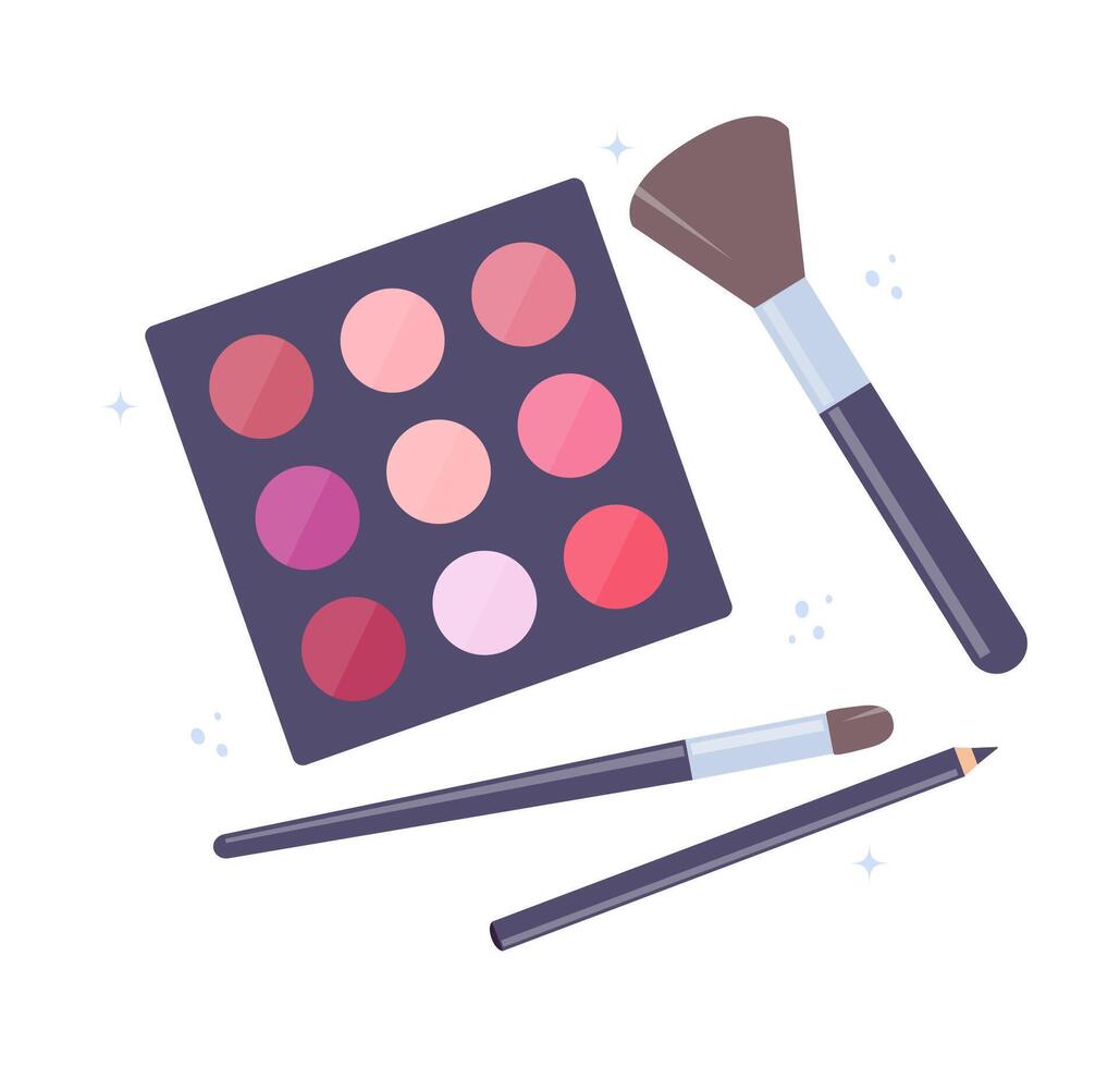 Decorative cosmetics, cute composition of icons. Everything for make up. vector