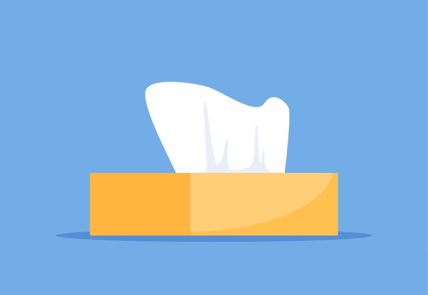 Tissue box. Yellow napkin box on blue background, cute vector