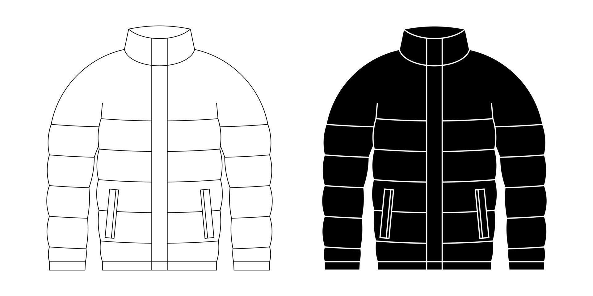 outline silhouette down jacket icon set vector