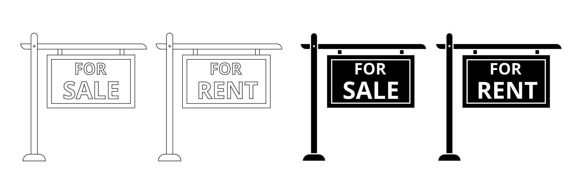 for sale and for rent sign icon set vector