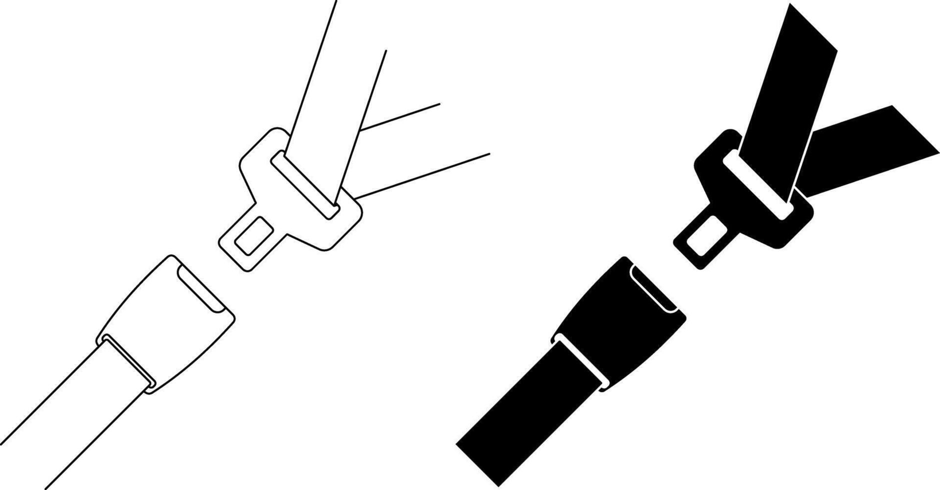 contorno silueta asiento cinturón icono conjunto vector