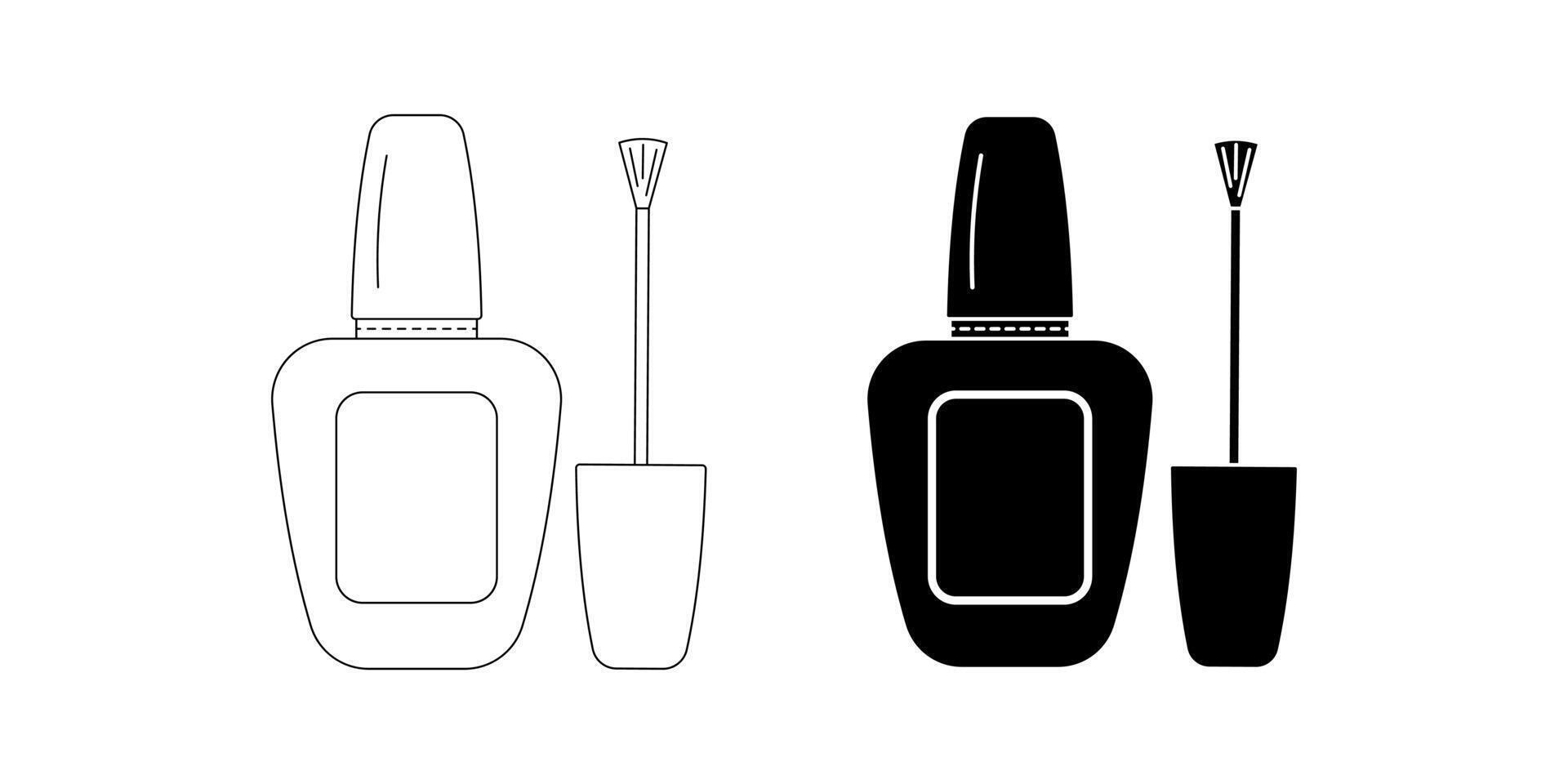 outline silhouette Nail polish botte icon set isolated on white background vector