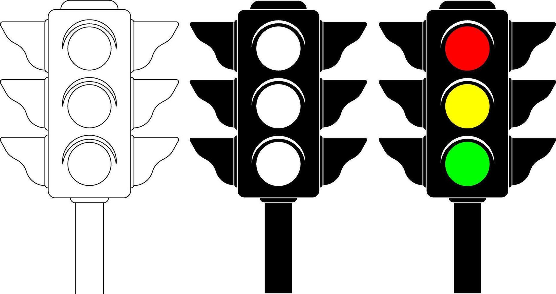 front view traffic light icon set vector