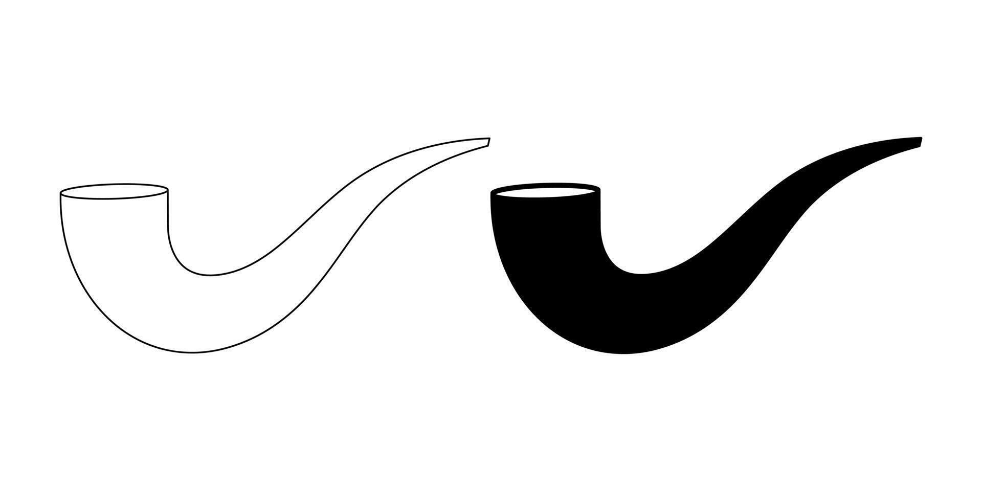 outline silhouette Bowl smoking pipe icon set isolated on white background vector