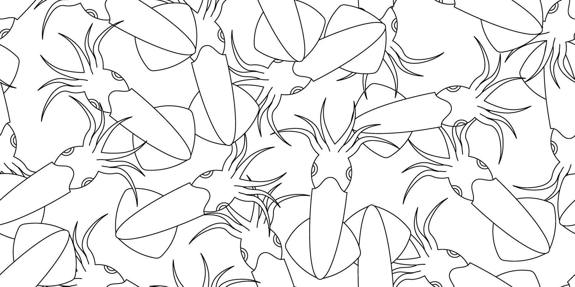 black white squid seamless pattern vector