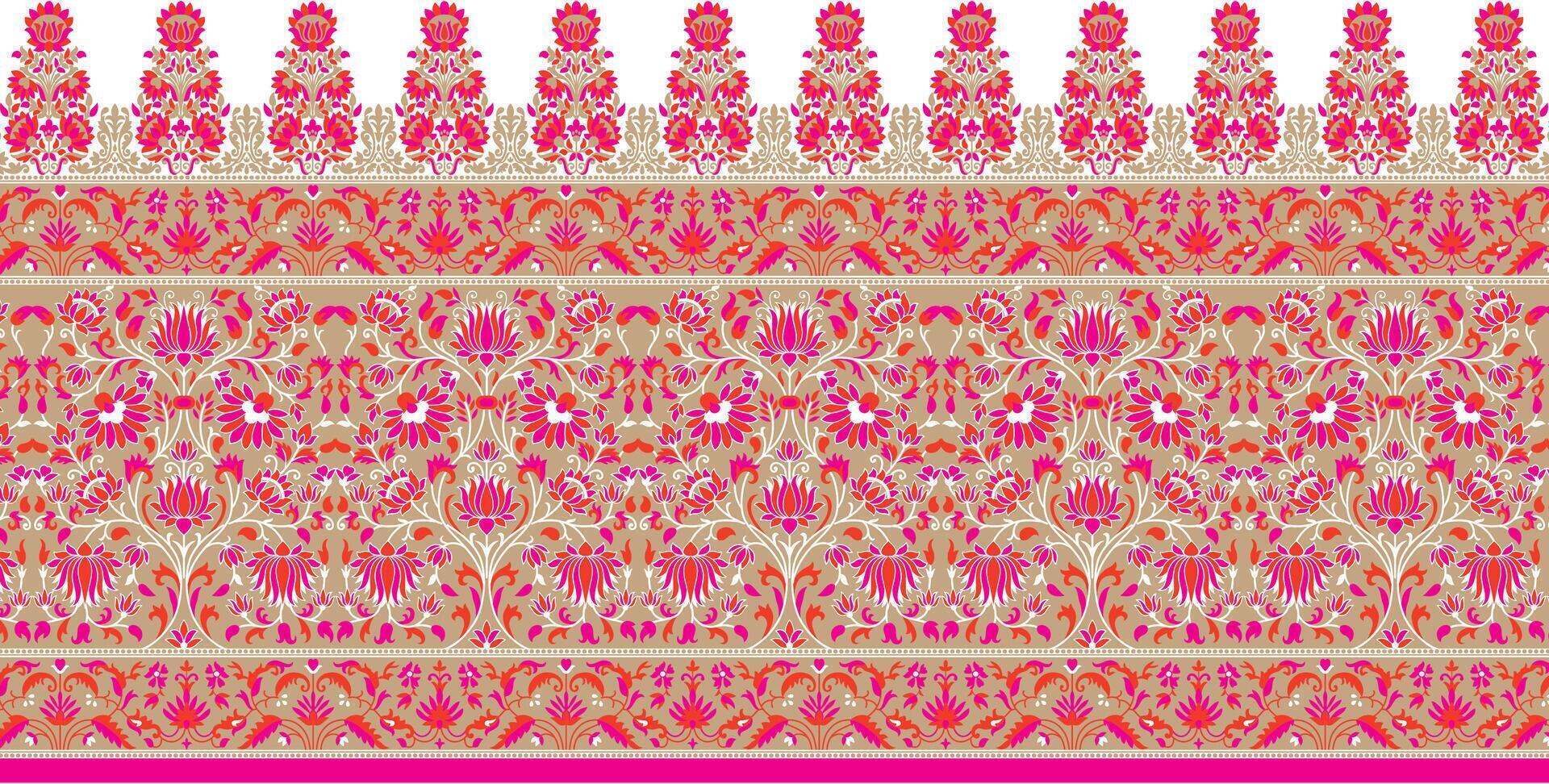 ikat floral cachemir bordado en verde fondo.ikat étnico oriental modelo tradicional vector