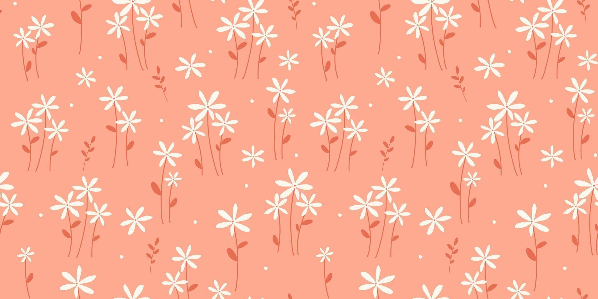 Seamless pattern with delicate flowers. Abstract plant print with bloom. vector