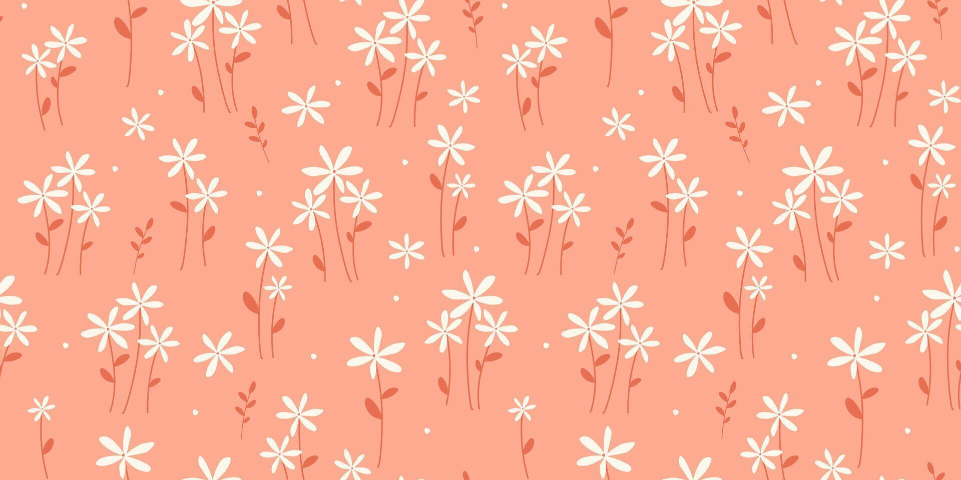 Seamless pattern with delicate flowers. Abstract plant print with bloom. vector