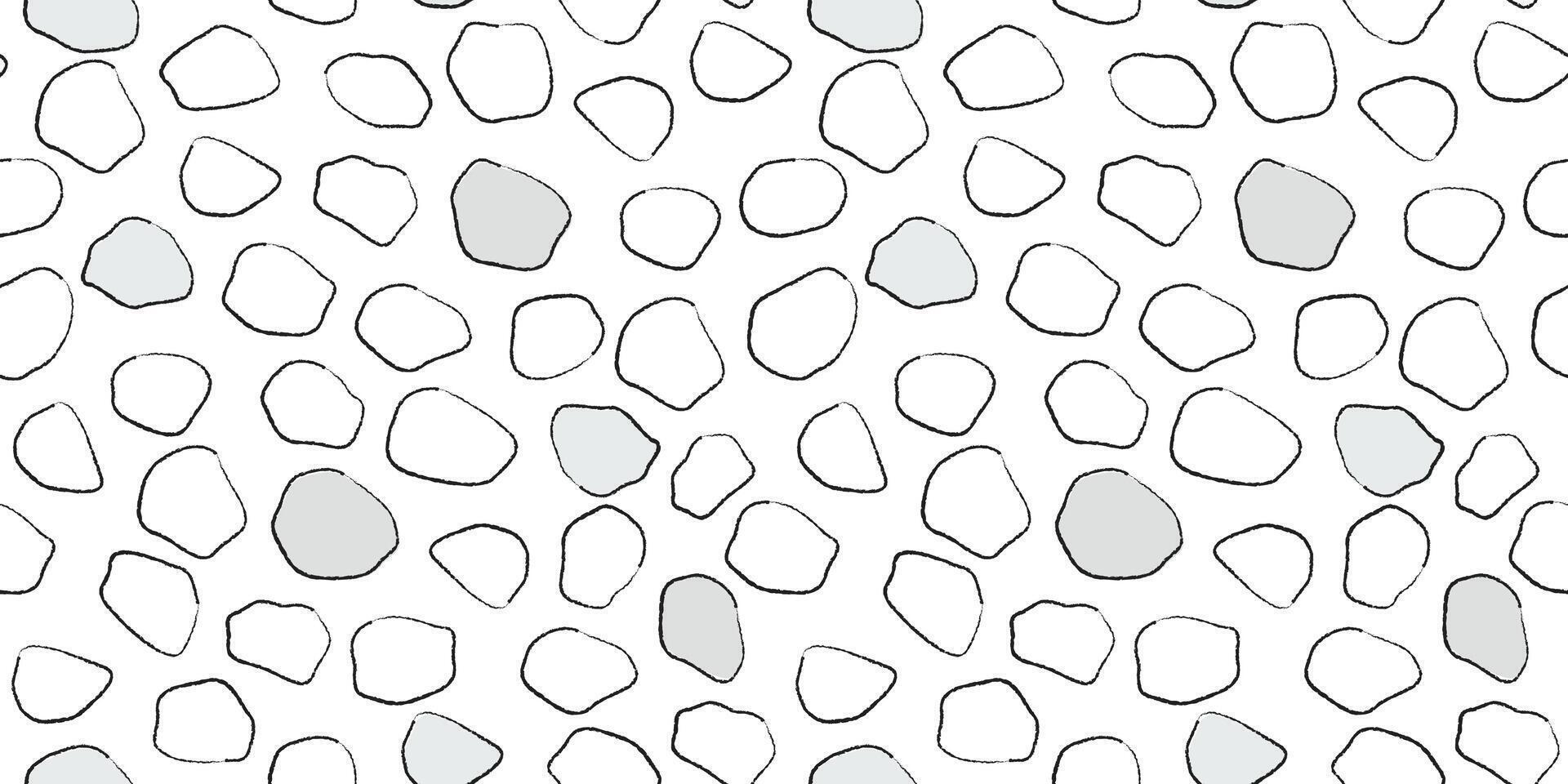 Seamless pattern with abstract rounded shapes using hand drawn lines. A simple print with random spots. vector
