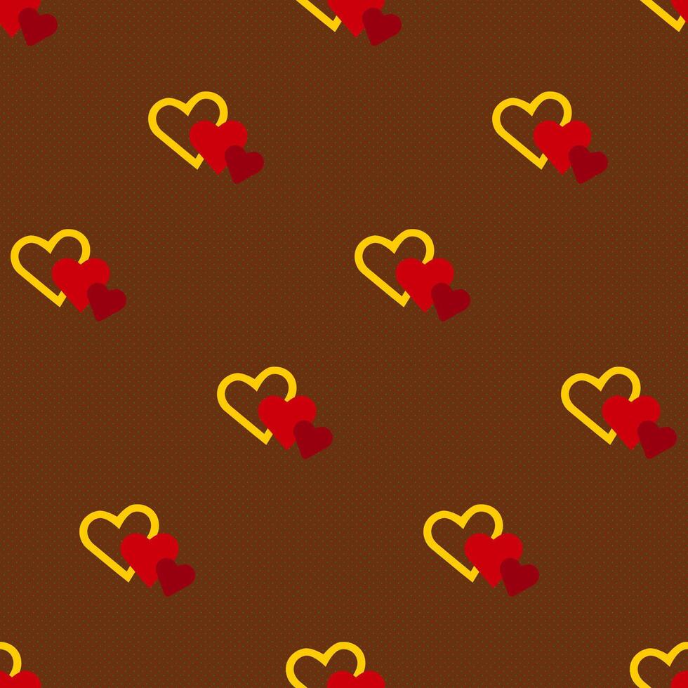 Valentines day red hearts background, seamless pattern vector