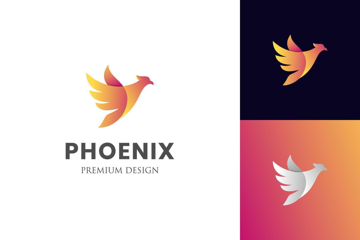 awesome flying phoenix gradient logo illustration, Eagle fly freedom symbol logo template vector