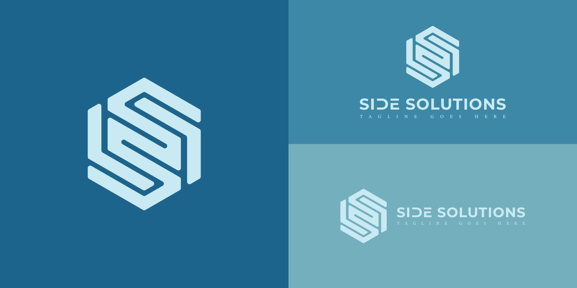 Abstract initial letter S or SS logo in soft blue colors isolated on multiple background colors. The logo is suitable for business and consulting company logo icons to design inspiration templates. vector