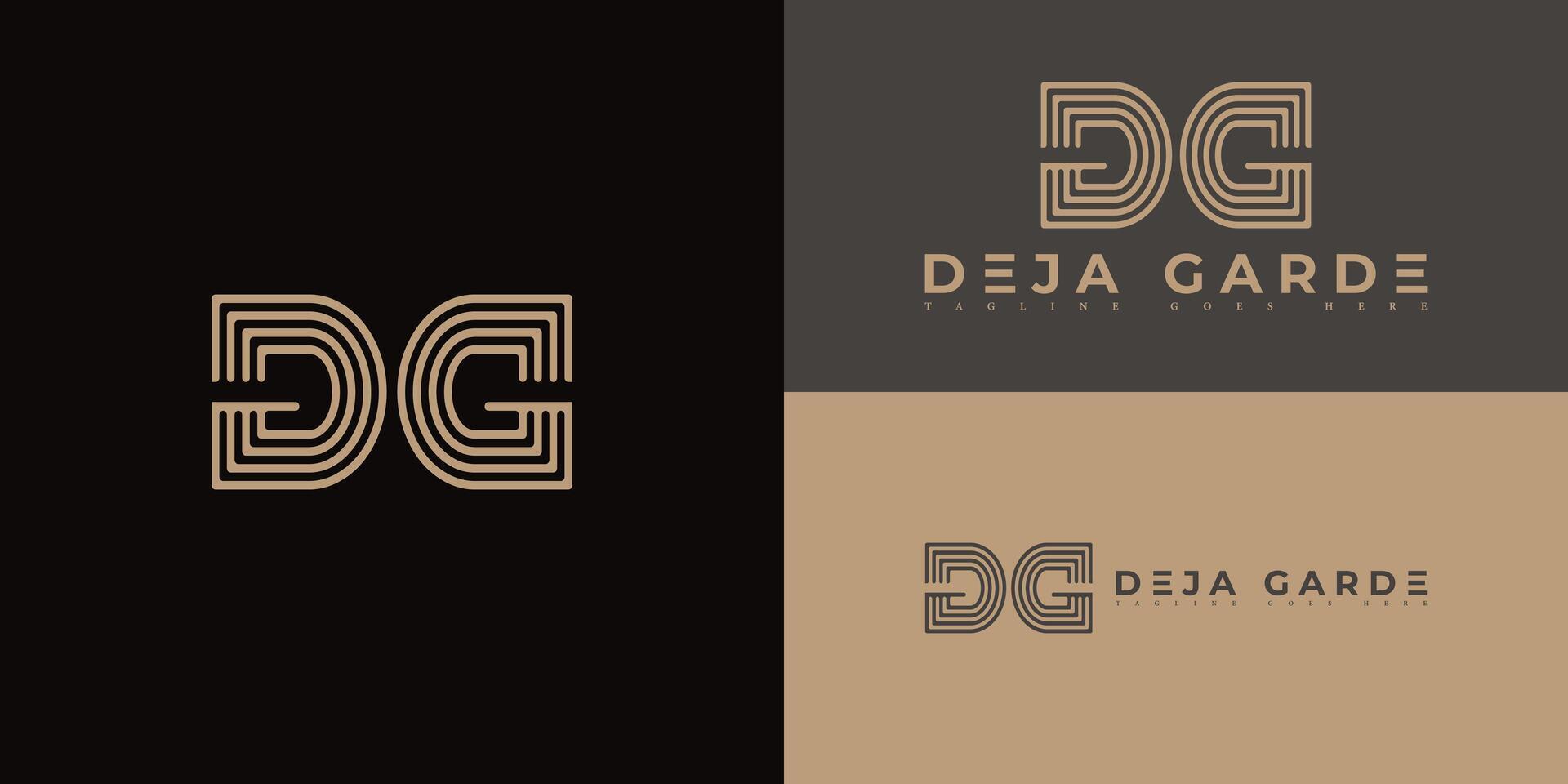 Abstract initial letter strips DG or GD logo in gold color isolated on multiple background colors. The logo is suitable for beauty and fashion business brand icon logo design inspiration templates. vector