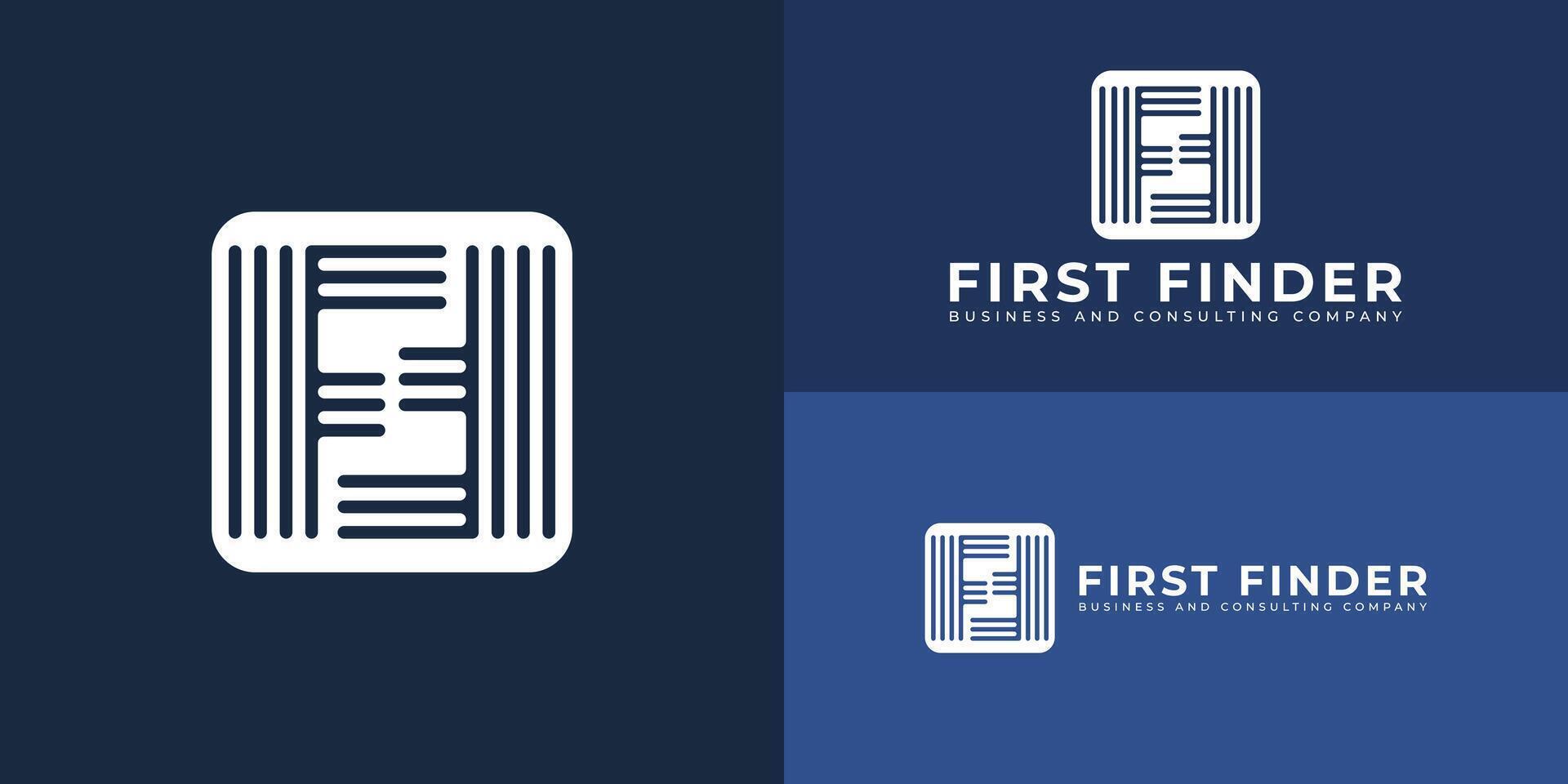 Abstract initial square letter F or FF logo in white color isolated on multiple background colors. The logo is suitable for business and consulting company icon logo design inspiration templates. vector