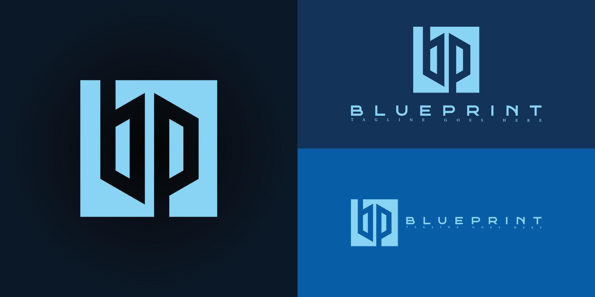 Abstract initial square letter BP or PB logo in blue color isolated on multiple blue background colors. The logo is suitable for financial service company icon logo design inspiration templates. vector