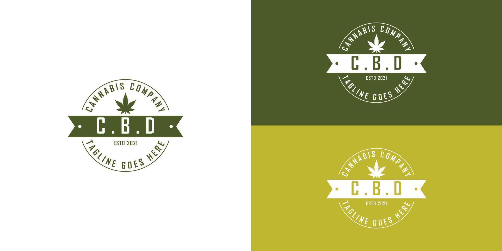resumen Clásico cbd canabis sello logo en verde color aislado en múltiple azul antecedentes colores. el logo es adecuado para canabis empresa icono logo diseño inspiración plantillas. vector