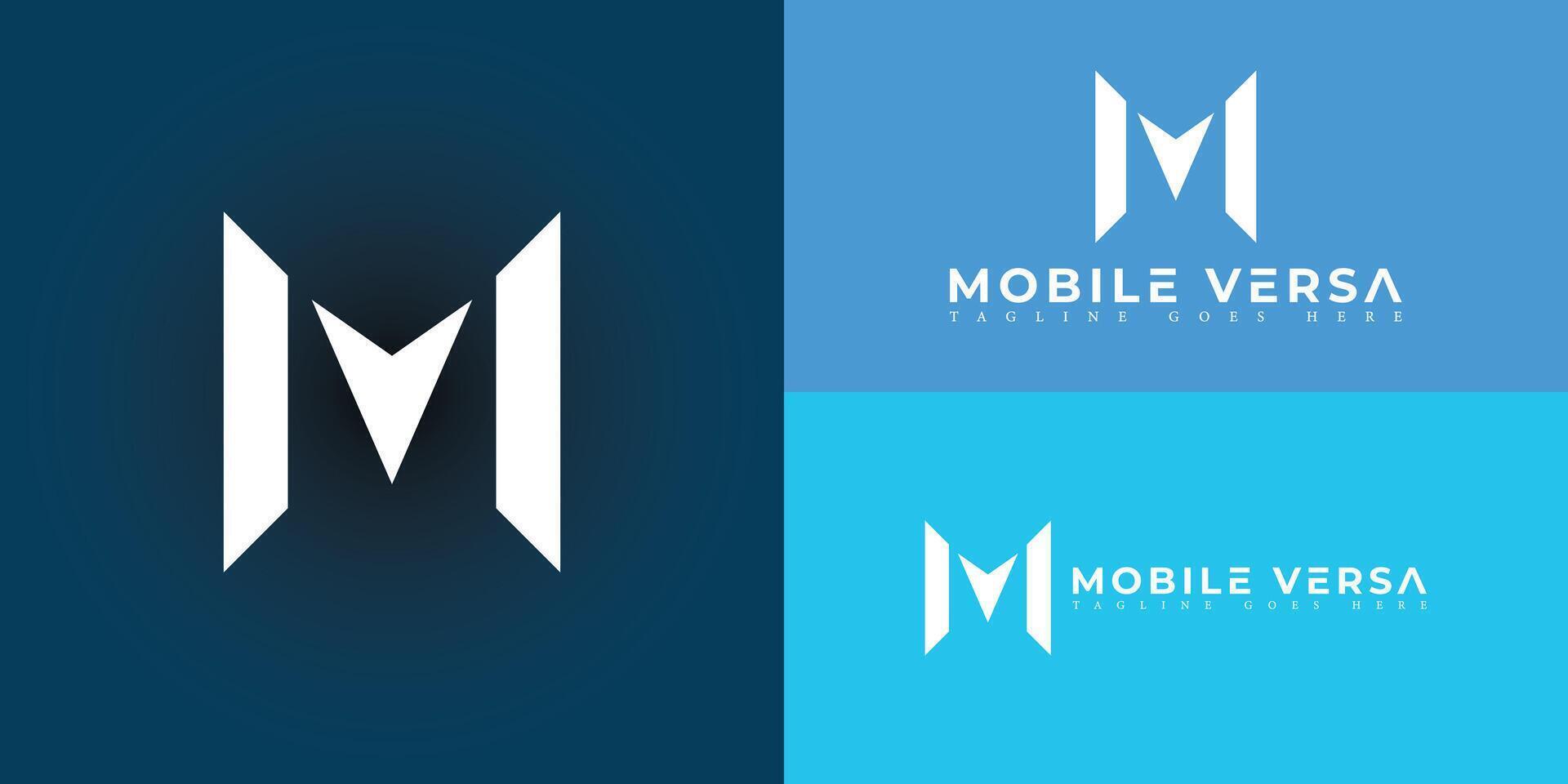 Abstract initial square letter MV or VM logo in blue color isolated on multiple background colors. The logo is suitable for business and technology company logo icons to design inspiration templates. vector