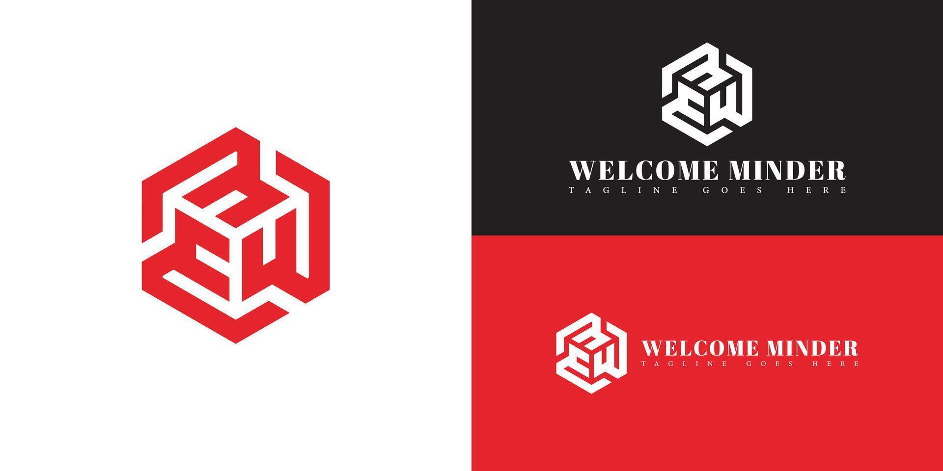 Abstract initial hexagon letter MW or WM logo in red color isolated on multiple background colors. The logo is suitable for business and consulting company logo icons to design inspiration templates. vector