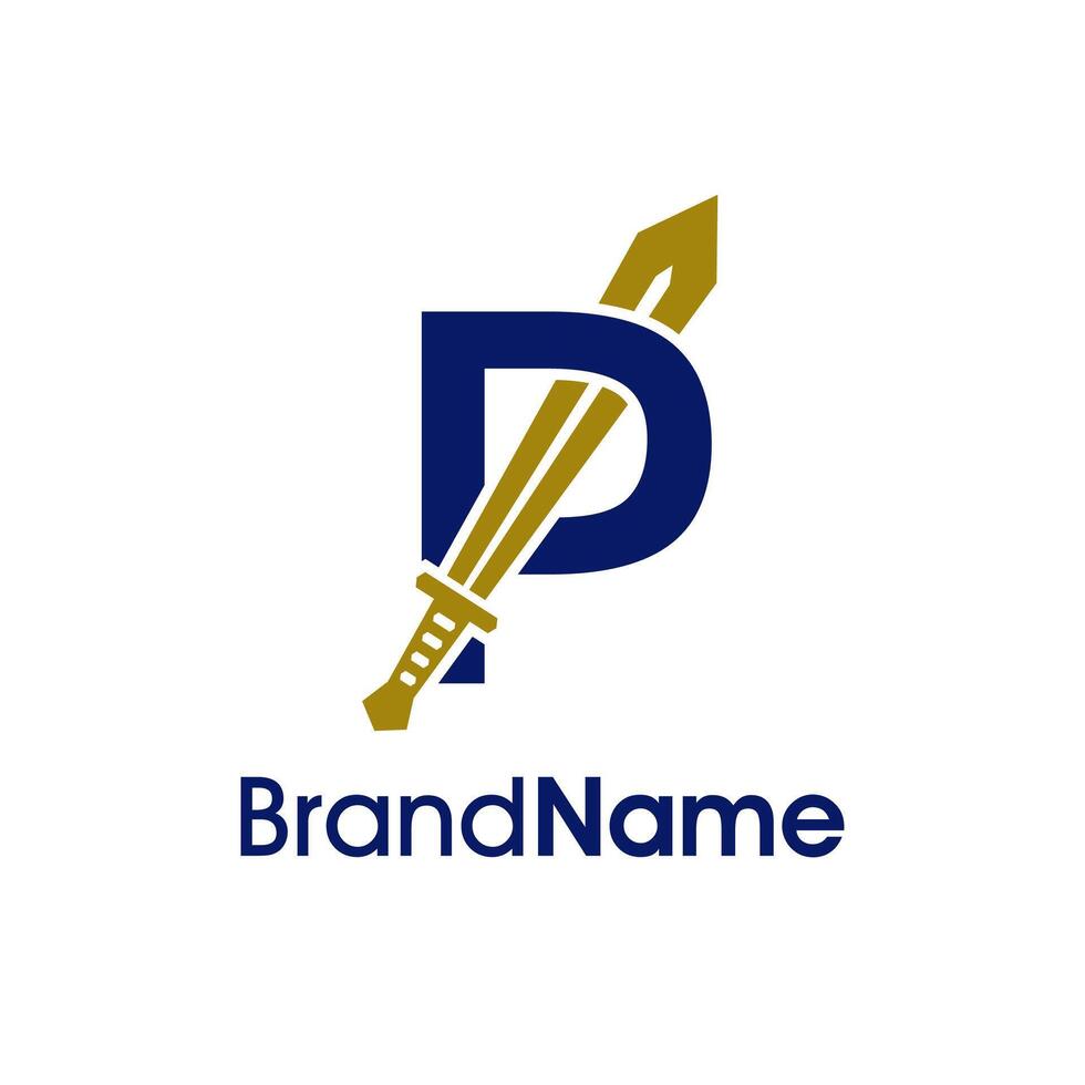 Modern Initial P Sword Logo vector