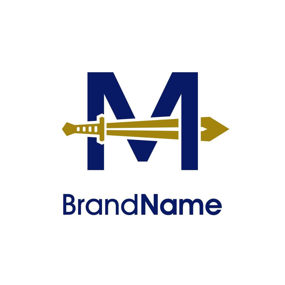 Modern Initial M Sword Logo vector