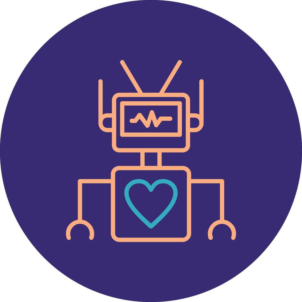 Robot Line Two Color Circle Icon vector