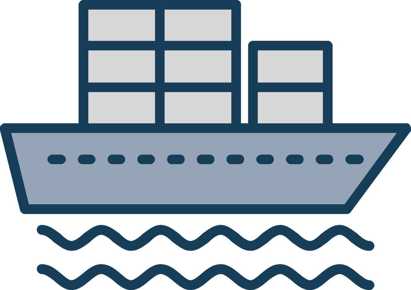 Container Ship Line Filled Grey Icon vector