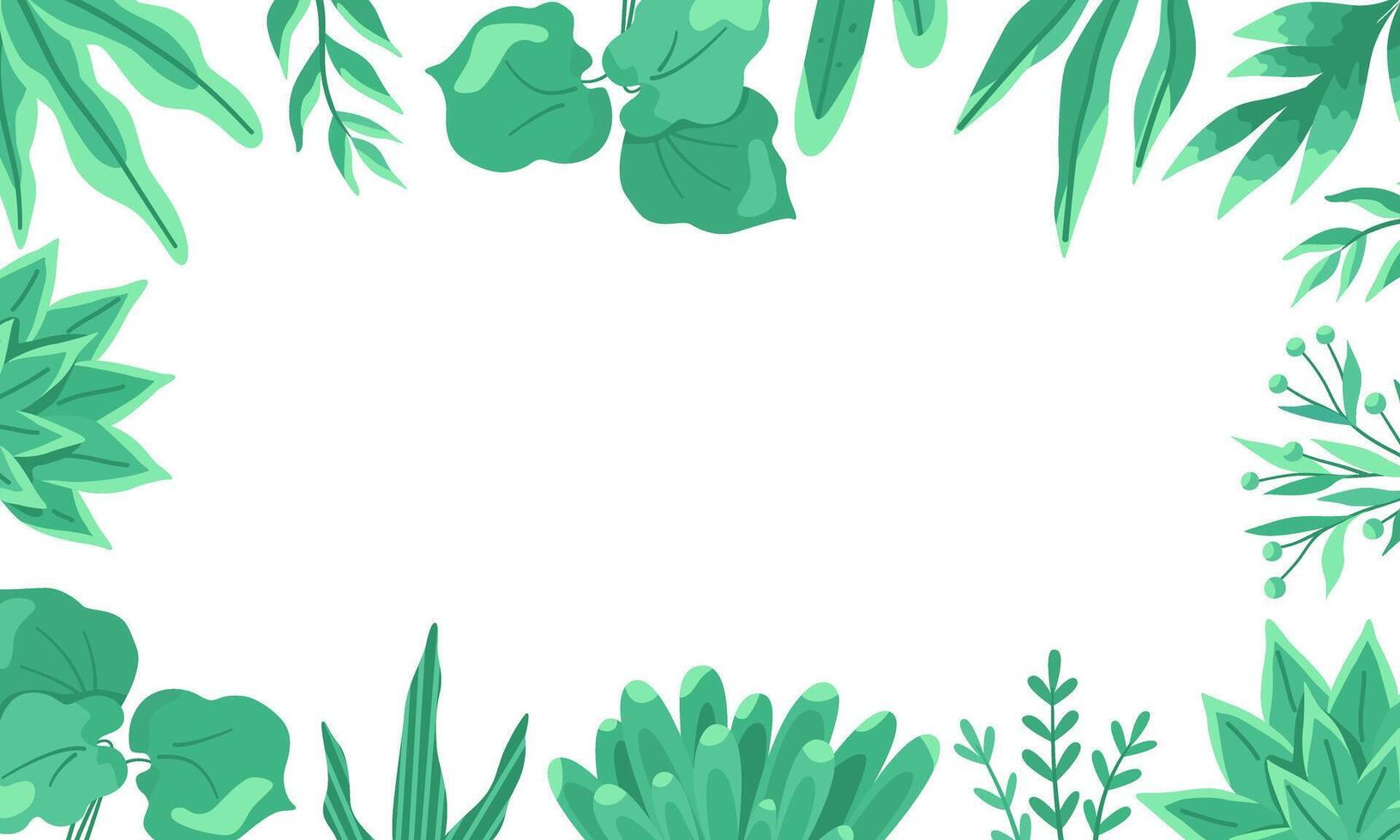 Template with abstract green leaves, horizontal background, space for text. illustration for banner and poster design. vector