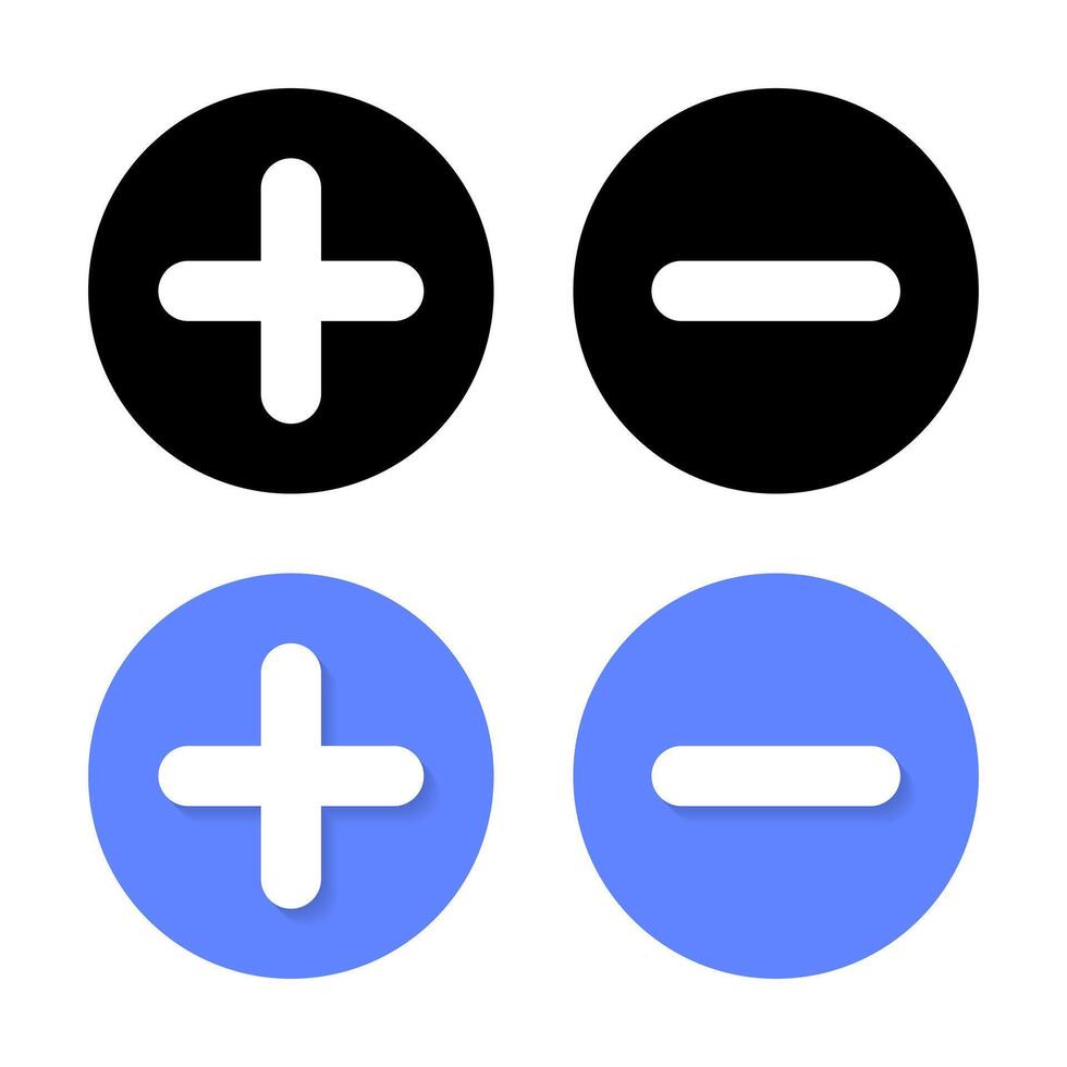 Plus and minus icon with shadow. Addition and subtraction sign symbol ...