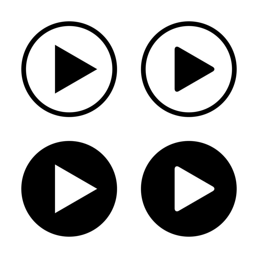 Play button icon on black circle. Player sign symbol vector