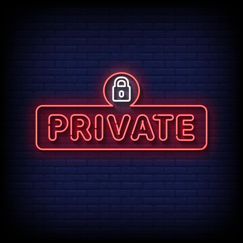private neon Sign on brick wall background vector