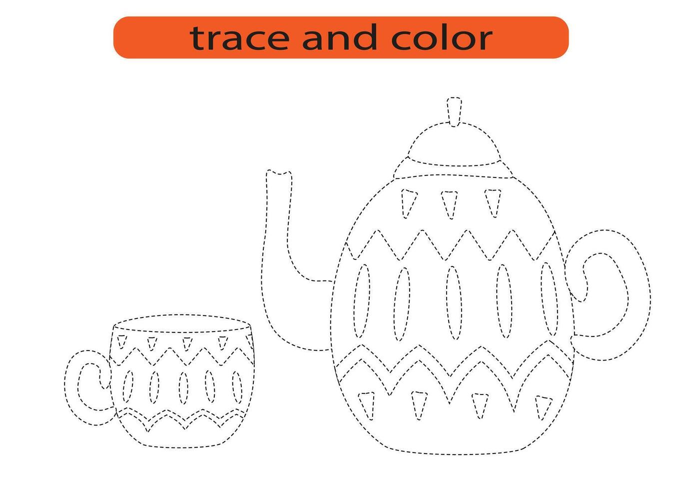 Handwriting practice for kids. Draw lines for kids. Trace and color, coloring. EPS10 vector