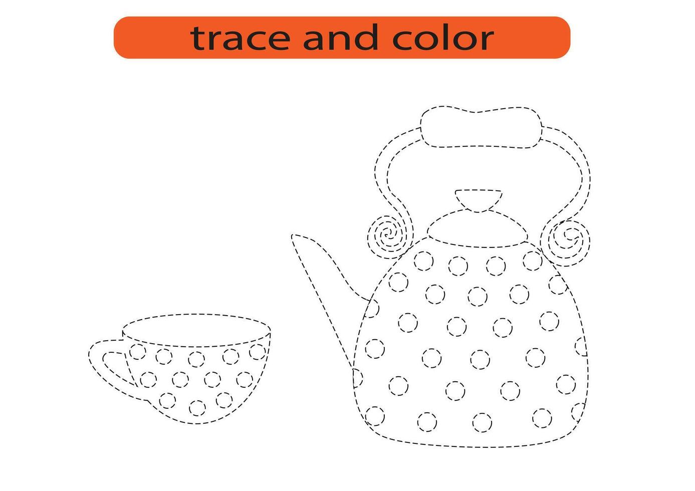 Handwriting practice for kids. Draw lines for kids. Trace and color, coloring. EPS10 vector