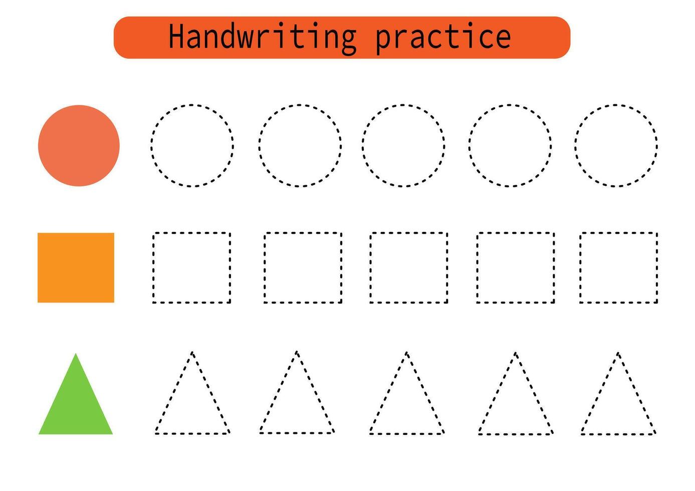 Handwriting practice for kids. Draw lines for kids. Trace and color, coloring. EPS10 vector