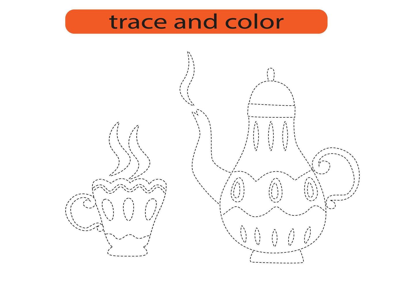 Handwriting practice for kids. Draw lines for kids. Trace and color, coloring. EPS10 vector