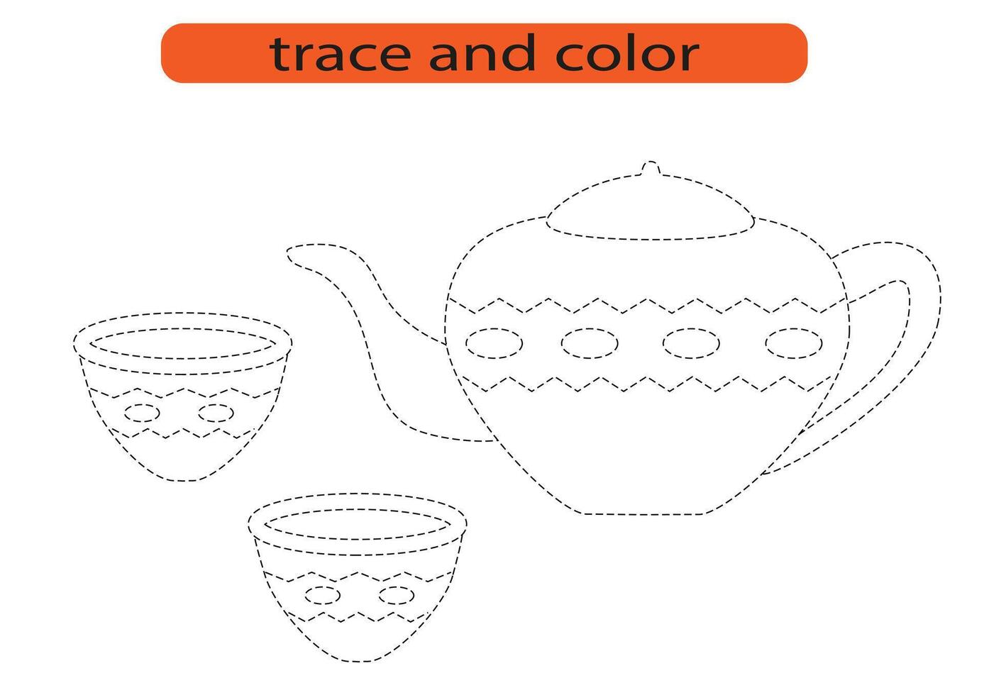 escritura práctica para niños. dibujar líneas para niños. rastro y color, colorante. eps10 vector