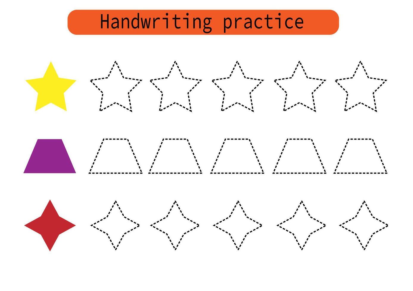 Handwriting practice for kids. Draw lines for kids. Trace and color, coloring. EPS10 vector