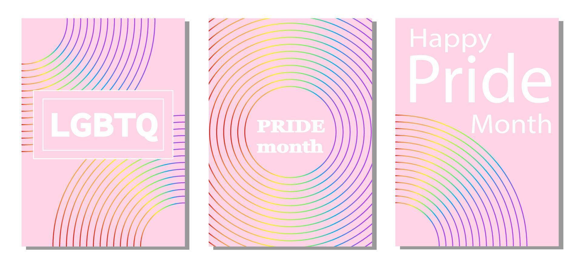 LGBTQ pride month banner. Rainbow PRIDE month with festival parades, parties and social events. Colorful rainbow flag. design template. LGBTQIA Pride Month Text. Pride flag . vector