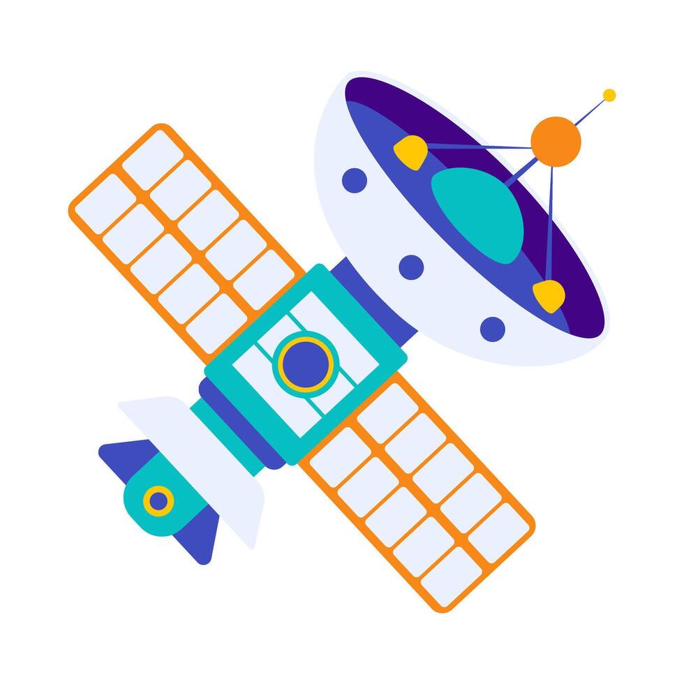 Satellite isolated. Flat illustration vector