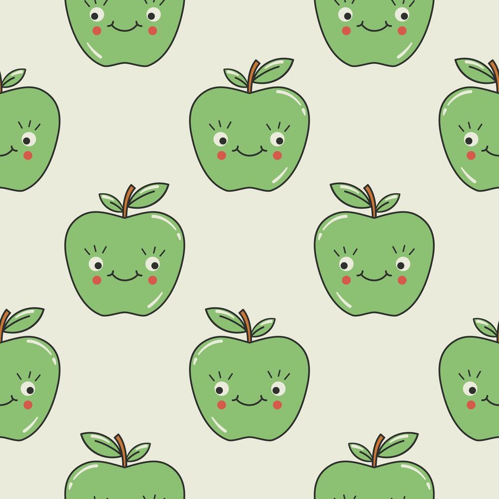 Seamless pattern with an apple character vector