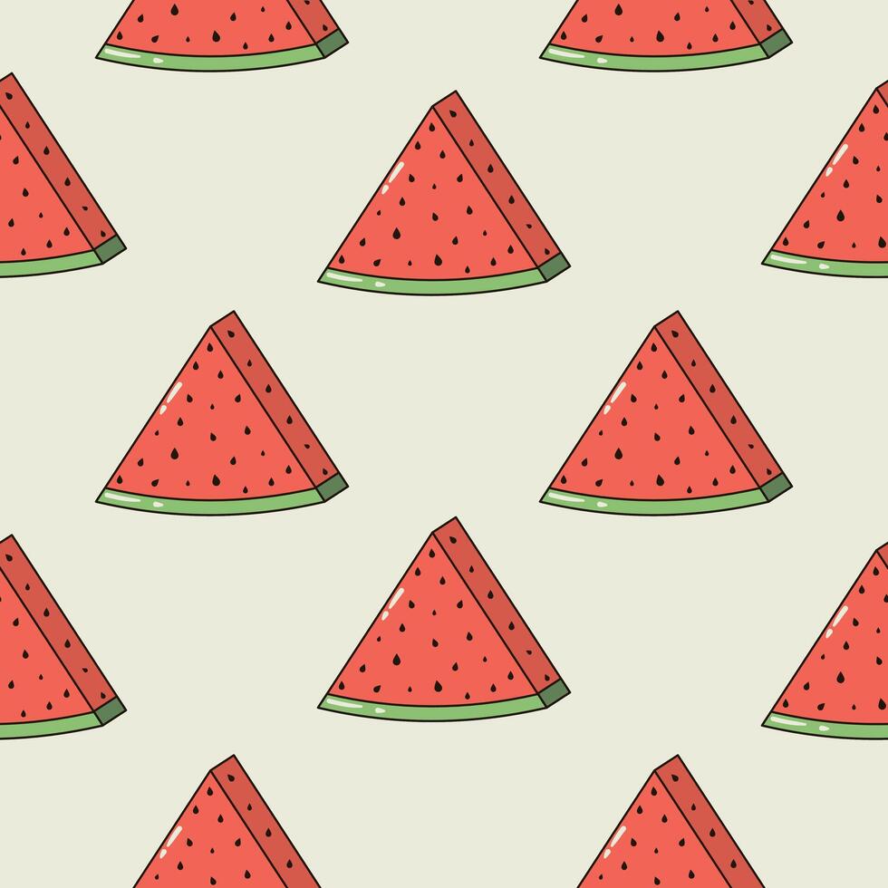 Summer seamless pattern with a piece of watermelon vector