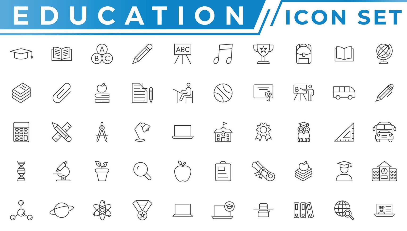 Education thin icon set vector