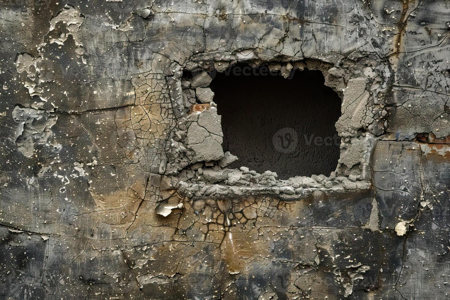 A Hole in a mortar wall perfect for pasting anything photo