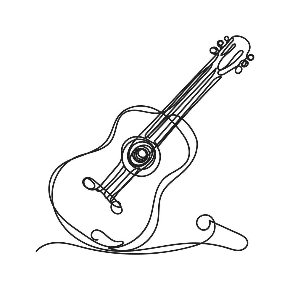 guitar one line art design guitar outline design style vector
