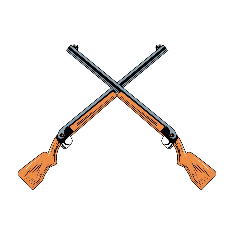hunting gun illustration design style vector