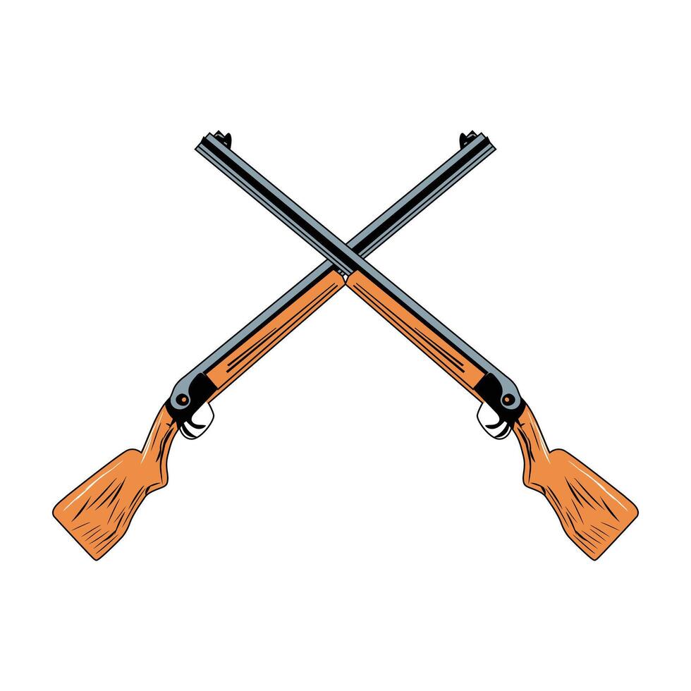 hunting gun illustration design style vector