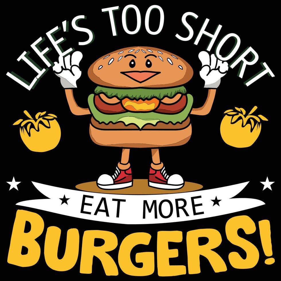 burger illustration T shirt design isolated on white background vector