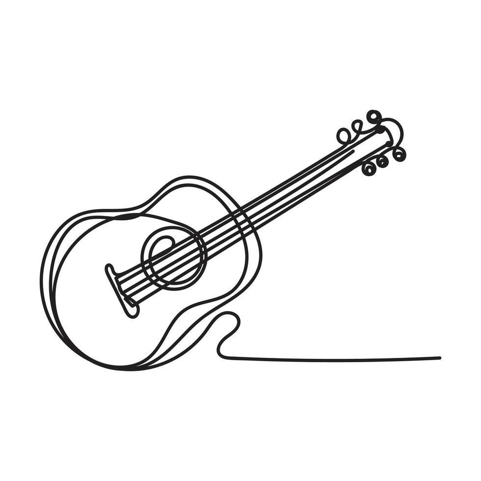 guitar one line art design guitar outline design style vector
