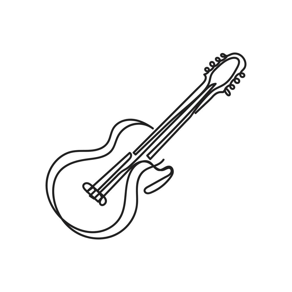 guitar one line art design guitar outline design style vector