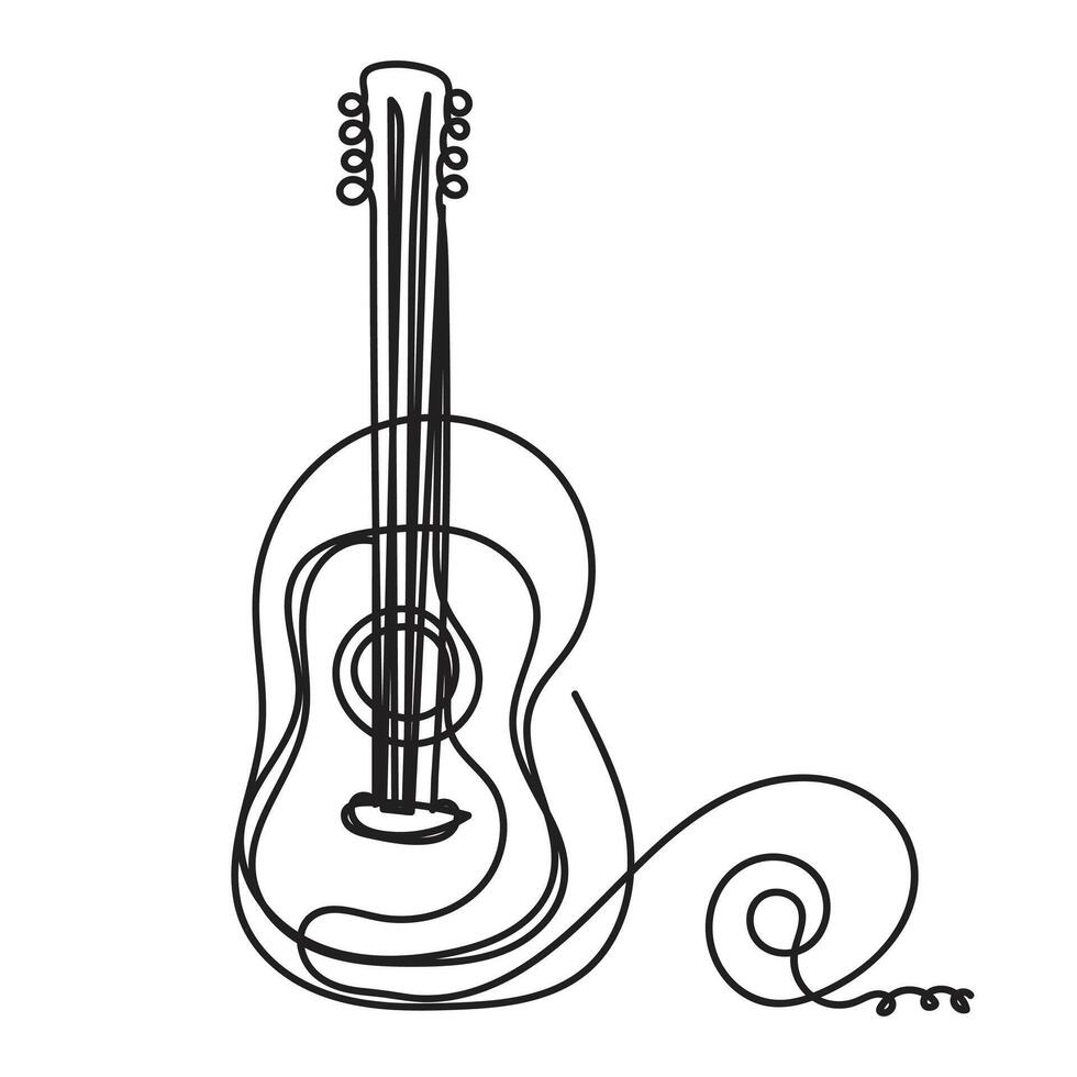 guitar one line art design guitar outline design style vector